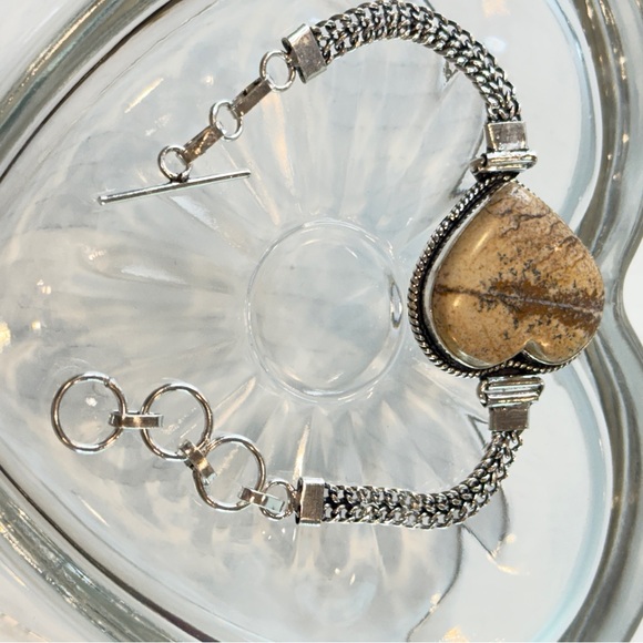 🆕 Picture Jasper Heart Bracelet in 925 Sterling Silver – Artisan Chain Design - Picture 14 of 16